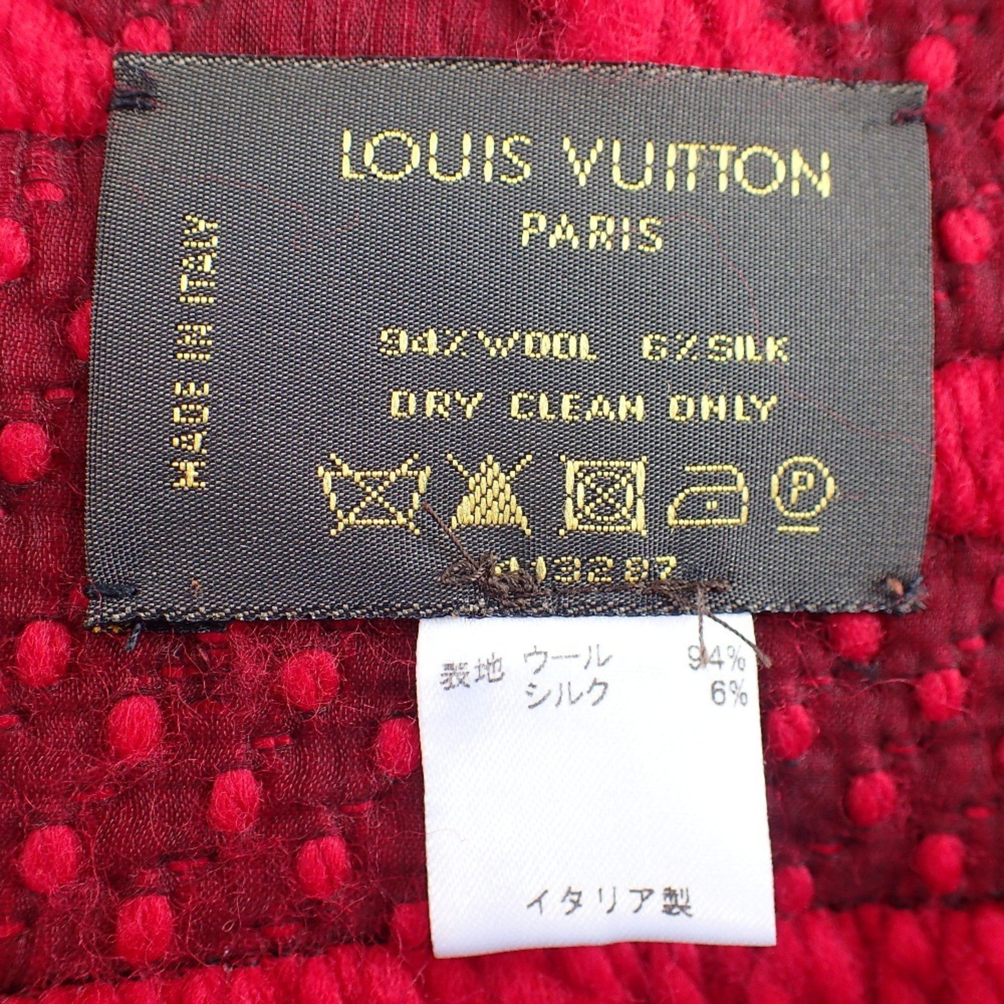LOUIS VUITTON 413287 Echarpe Mania Wool Silk Scarf Red Women's