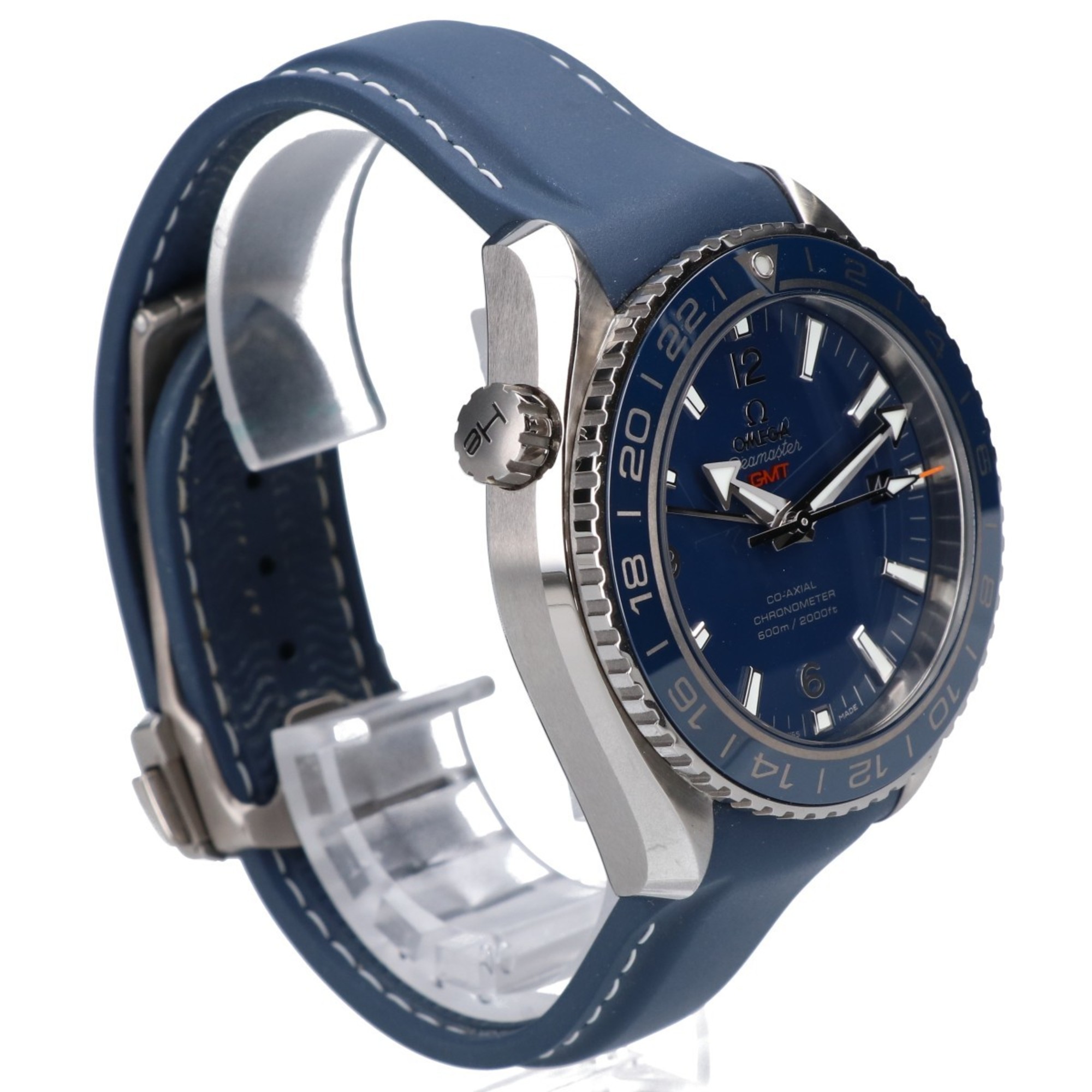 OMEGA 232.92.44.22.03.001 Seamaster Planet Ocean 600m GMT Automatic Watch Silver Navy Rubber Strap Men's