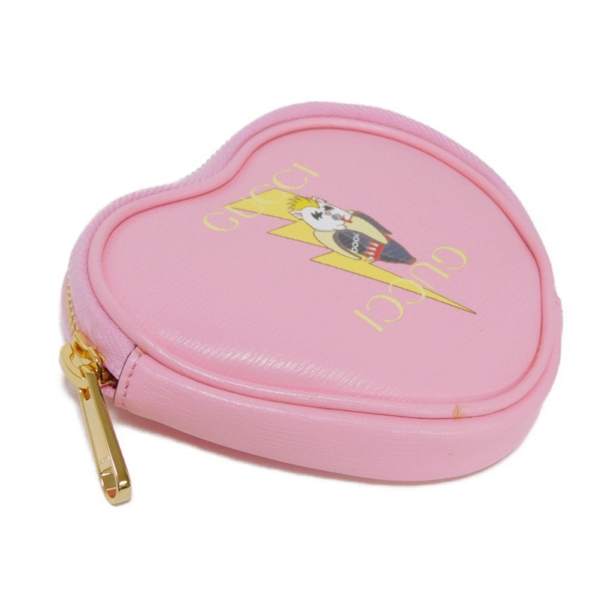 GUCCI Pouch Bananya Heart Shape Coin Case Banana Lightning Bolt Key Ring Light Pink 701062 U22AG 5964 Women's