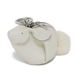 LOEWE Keychain Bunny Charm Rabbit Calf Shearling Coin Case Animal White C880T40X01 Women's
