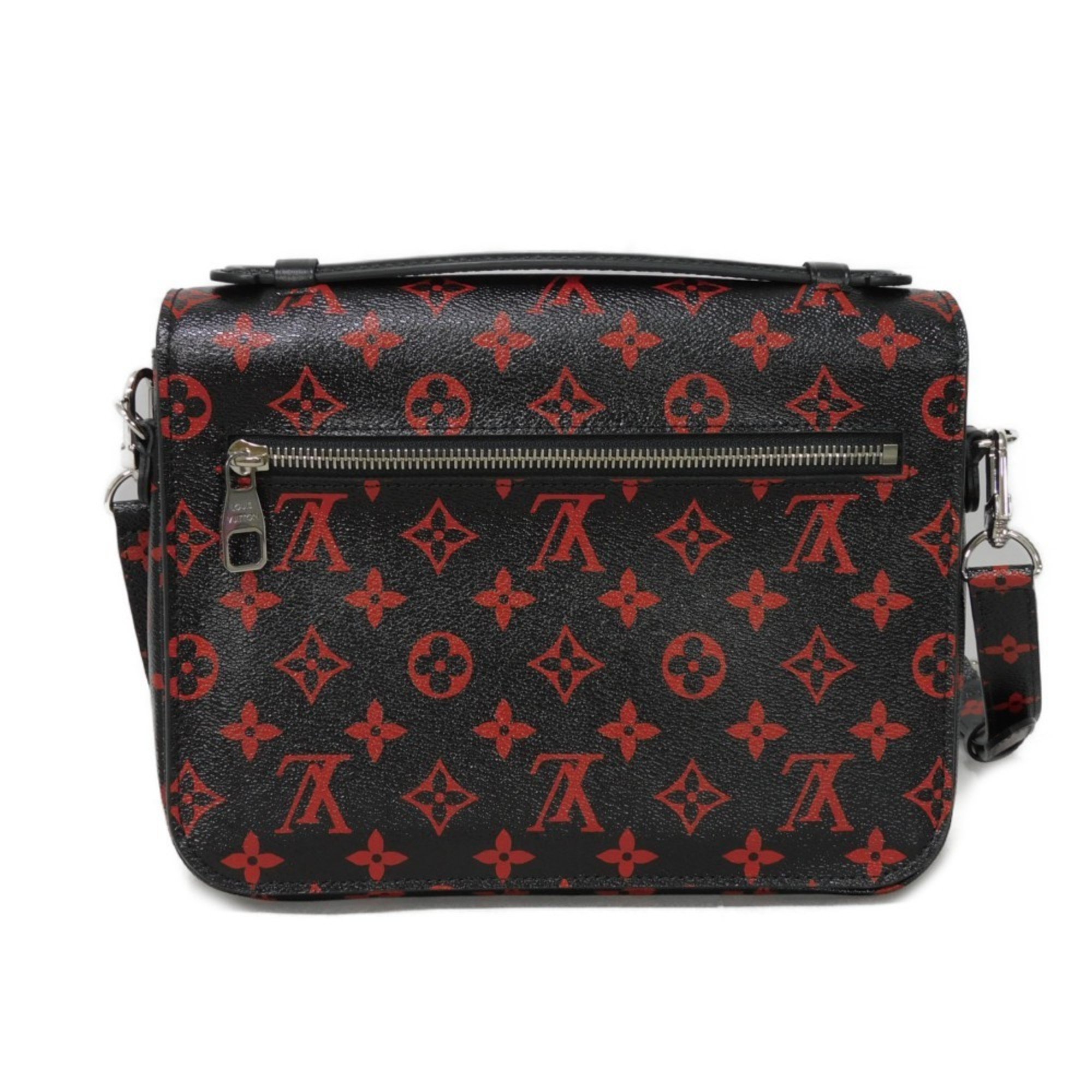 Louis Vuitton LOUIS VUITTON Handbag Pochette Metis MM Shoulder Bag Black Red Monogram Anfleur Rouge M41462 Women's