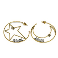 Christian Dior Dior Star Moon Hoop Earrings J'ADIOR Large Stud Metal Women's