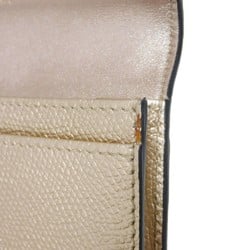 Dior Card Case Saddle Flap Holder Metallic D Pink Beige Gold Women's