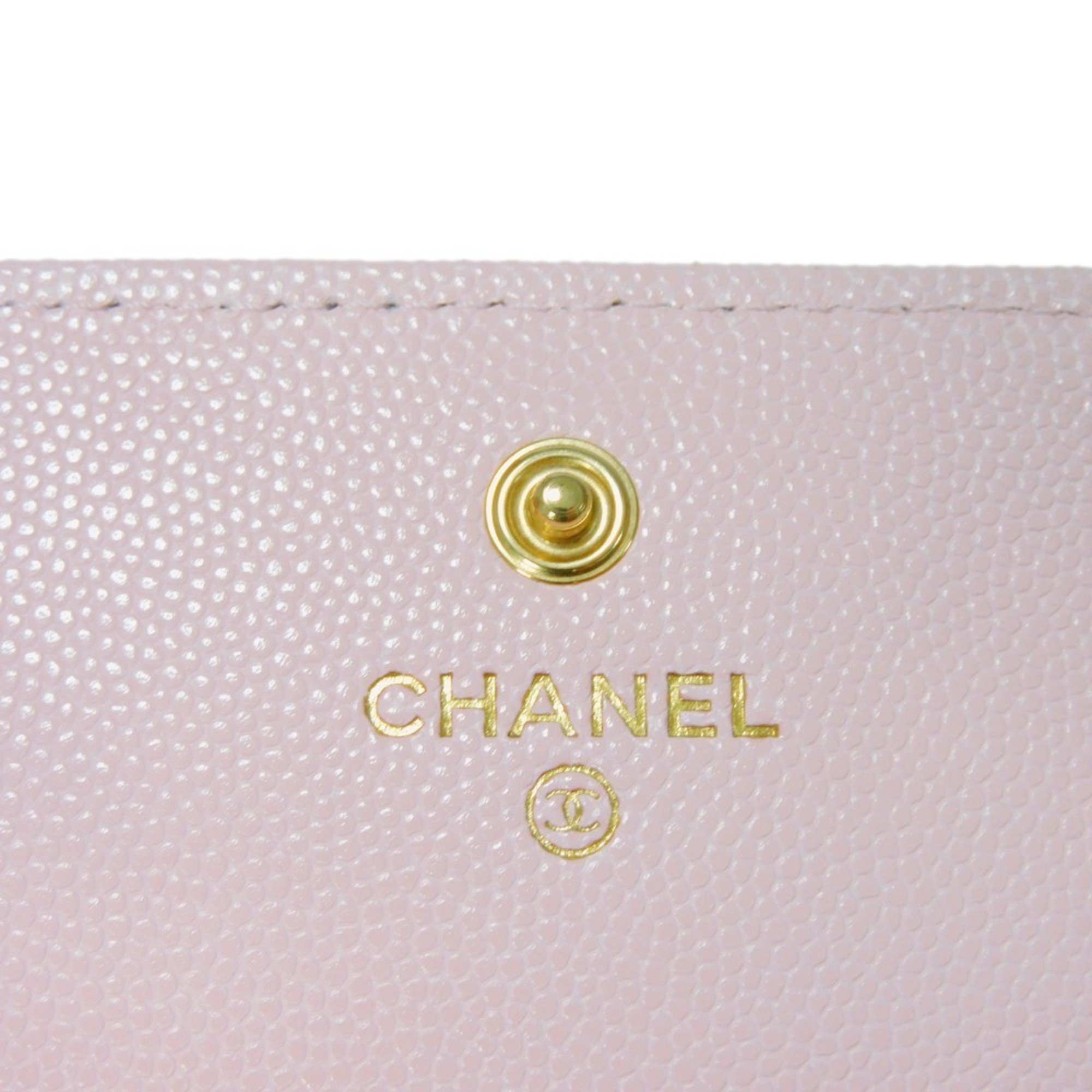 Chanel CHANEL Long Wallet 19 Flap 3 Matelasse Crystal Coco Mark Light Pink AP2740 Women's Billfold