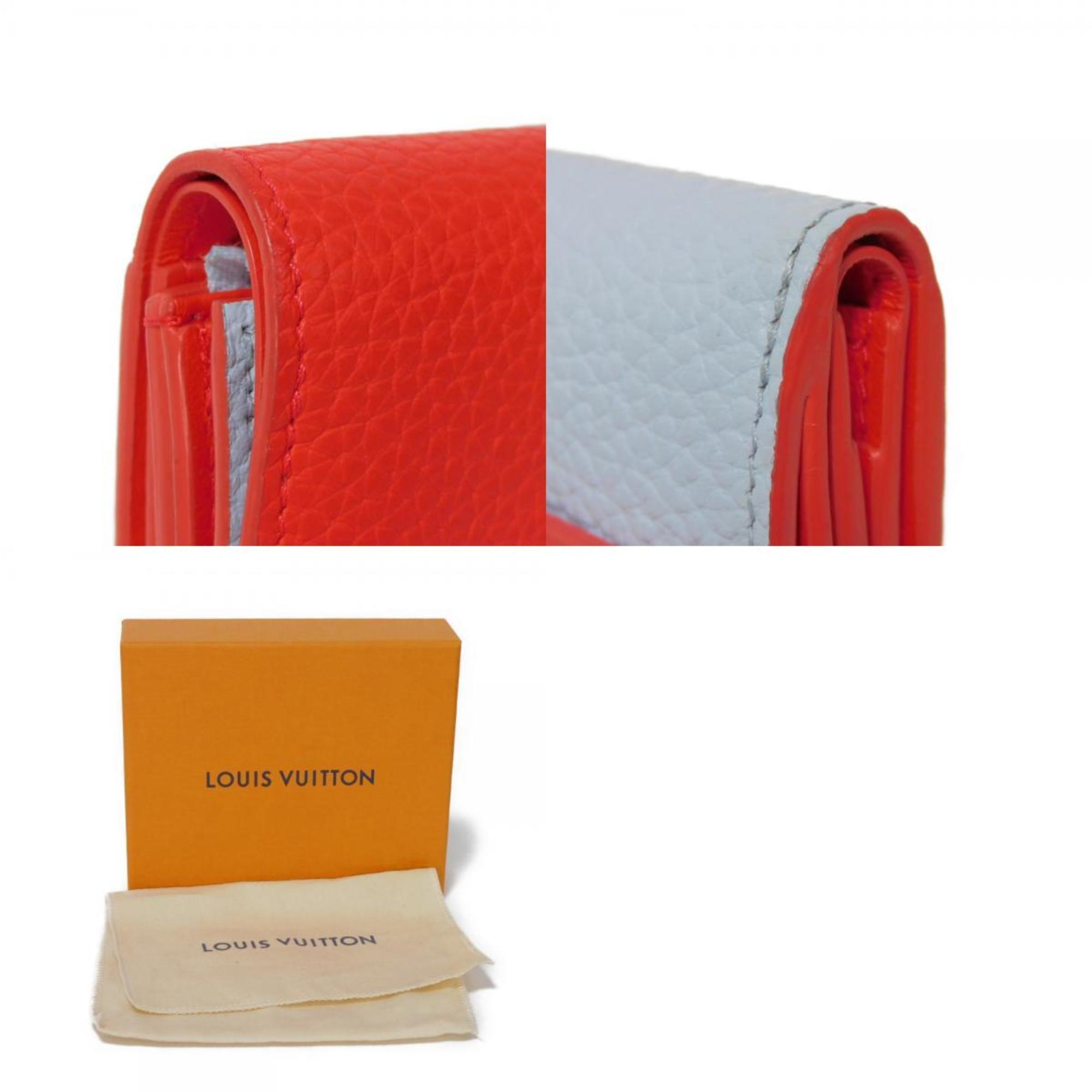 Louis Vuitton LOUIS VUITTON Tri-fold Wallet Portefeuille Capucines XS LV Signature Taurillon Bicolor Compact M80326 Women's Billfold
