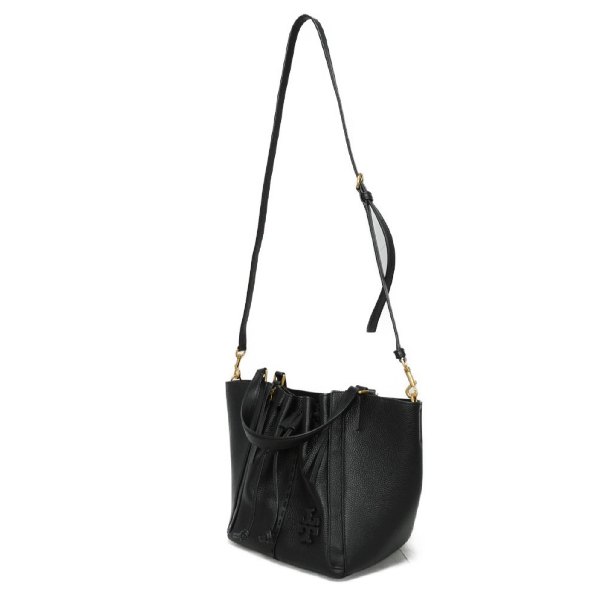 Tory Burch Handbag McGraw Dragonfly Drawstring Shoulder Bag Double T Black 88215 Women's