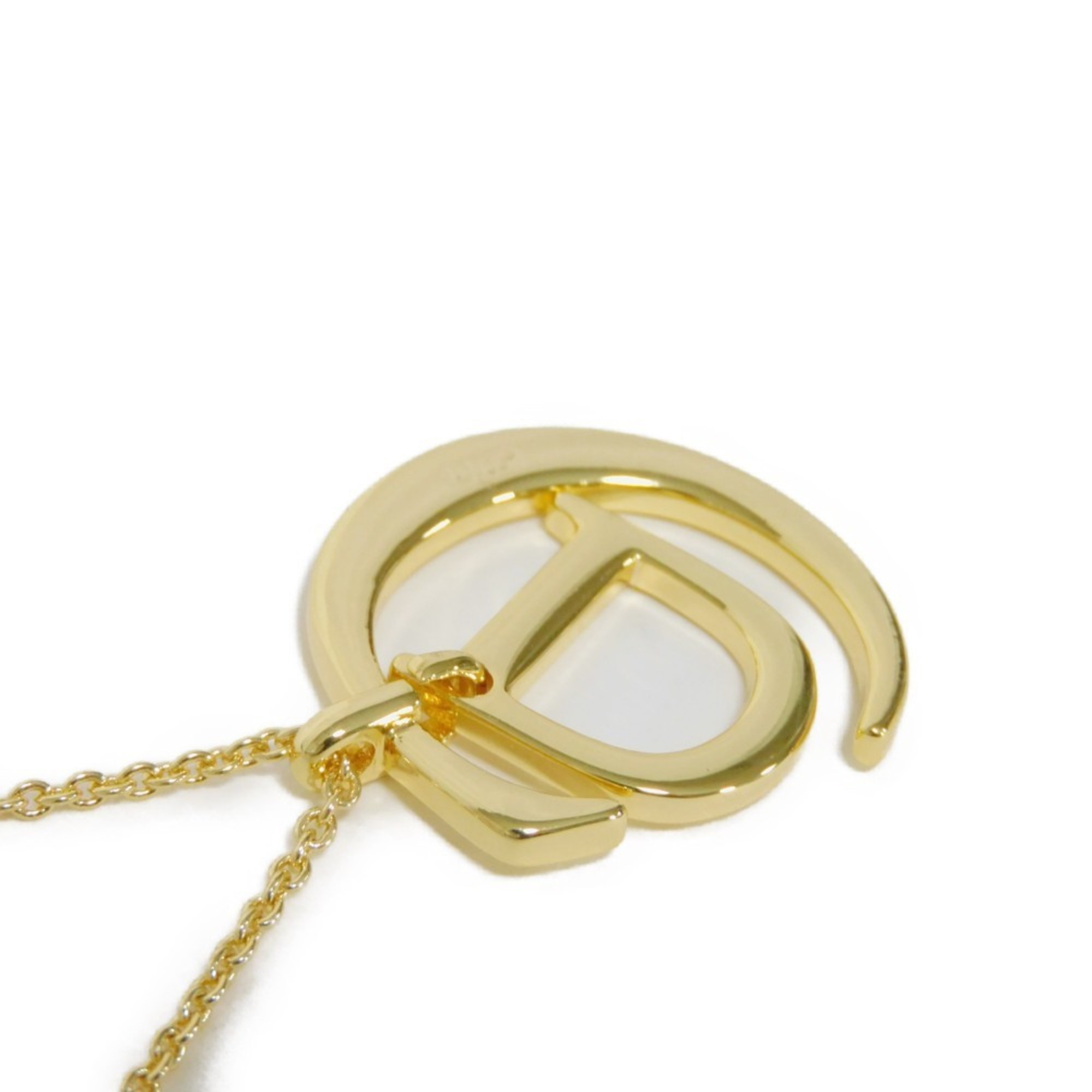 Christian Dior Dior Necklace CD Pendant Top Azuki Chain GP Plated Gold Men Women