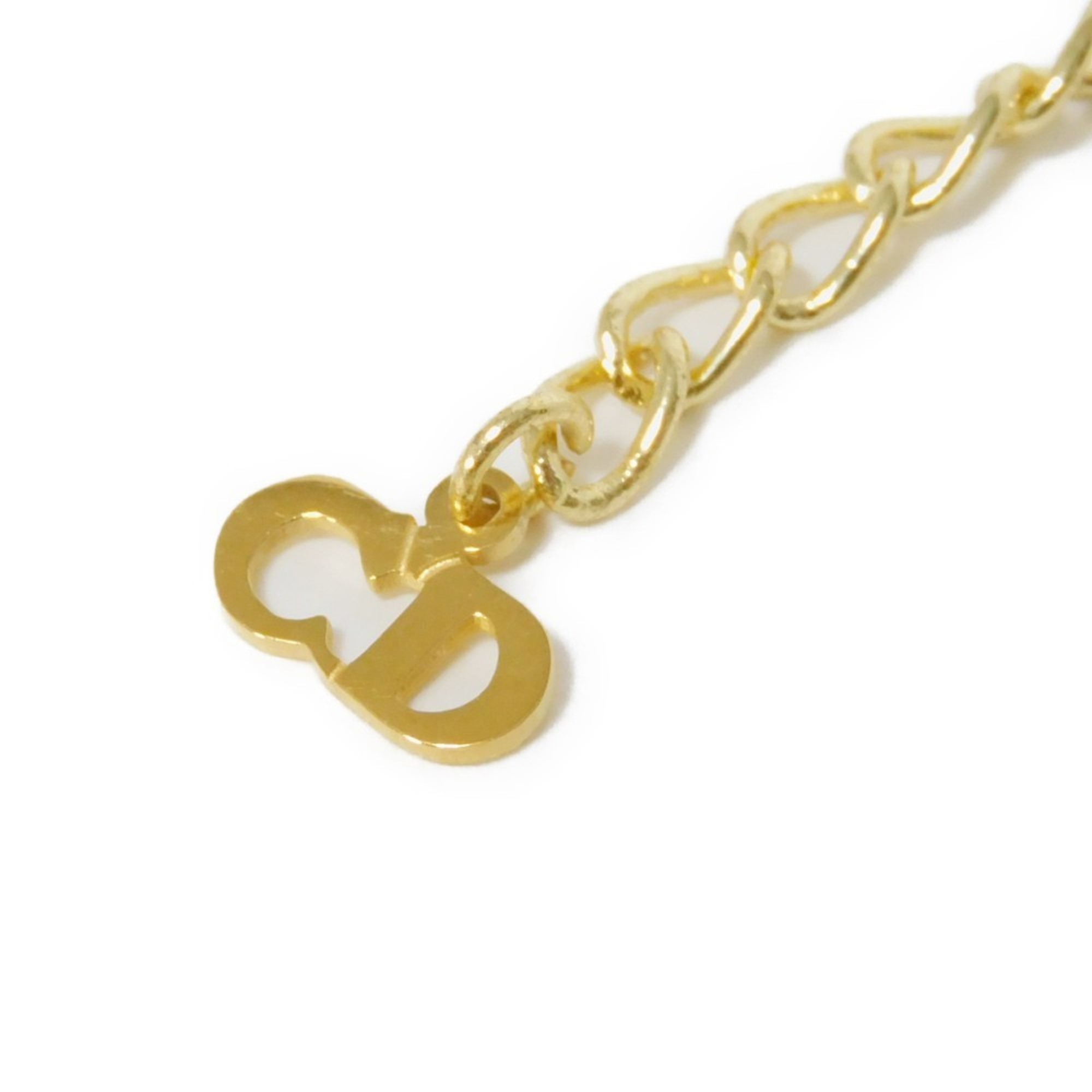 Christian Dior Dior Necklace CD Pendant Top Azuki Chain GP Plated Gold Men Women