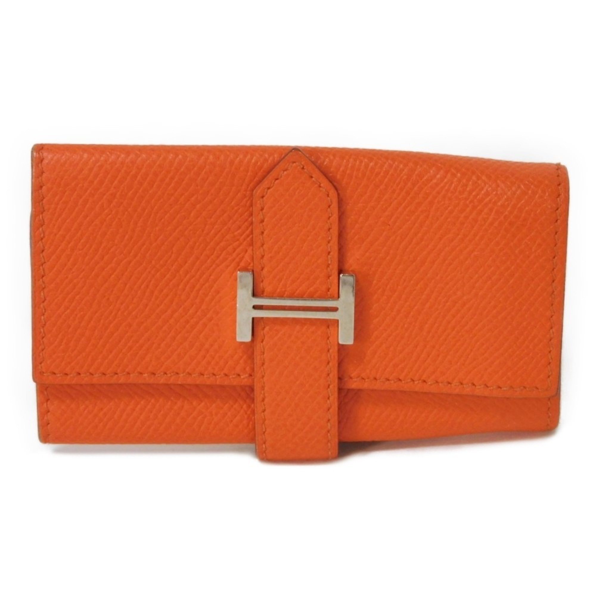 Hermes HERMES Key Case Bearn Portocle 4 H Mark Belt Strap S Metal Fitting 4-Row Veau Epsom Leather Mango □P Engraved Men's Women's