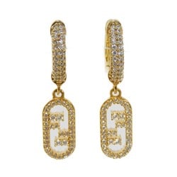 FENDI Earrings Orlock Bronze Strass Hoop Swing Current Crystal Rhinestone FF Clear 8AH4174GF089U Women's