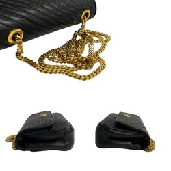 CELINE Triomphe metal fittings leather chain shoulder bag black 30572