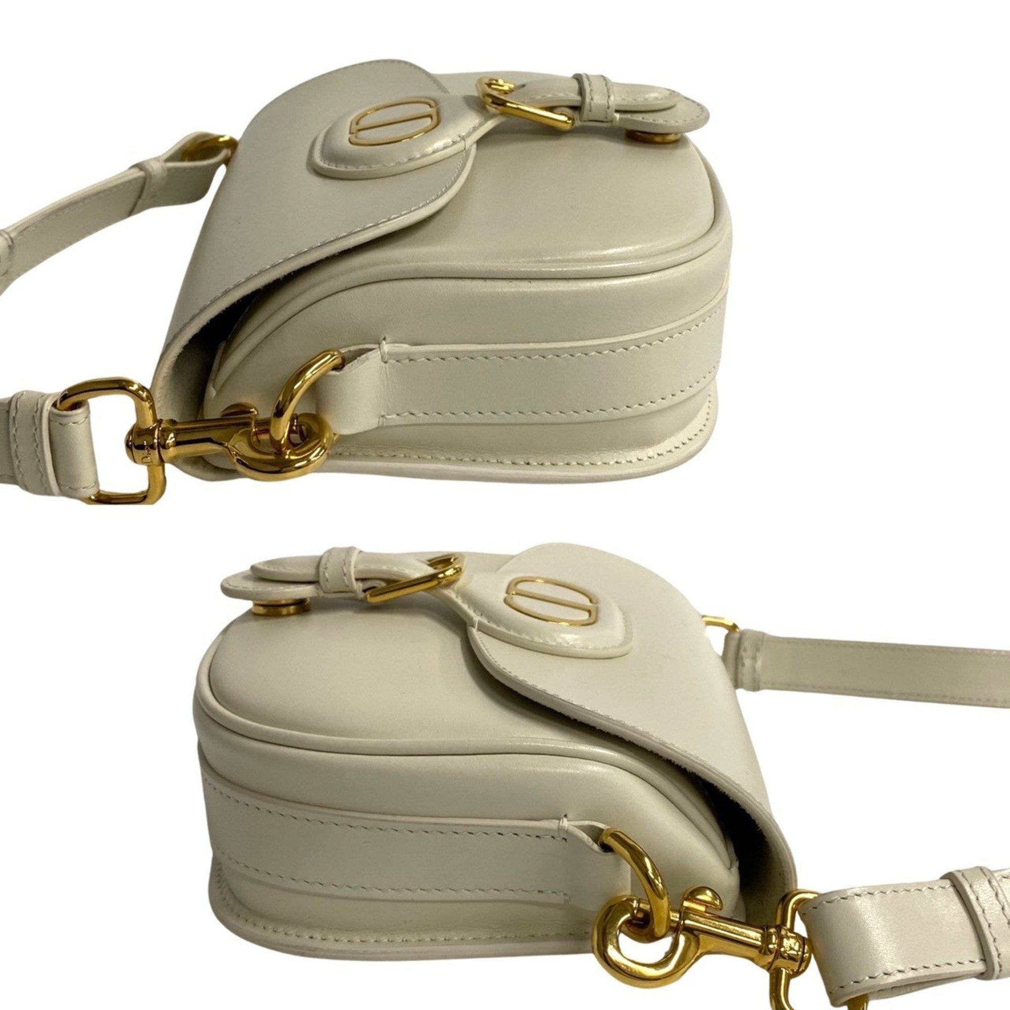 Christian Dior Bobby Small CD Hardware Box Calf Leather Shoulder Bag White 10920
