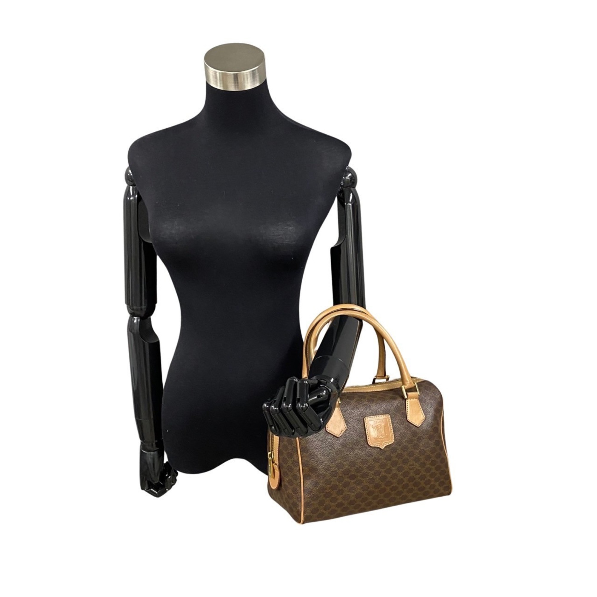 CELINE Macadam Blason Triomphe Leather 2way Handbag Boston Shoulder Bag 62953