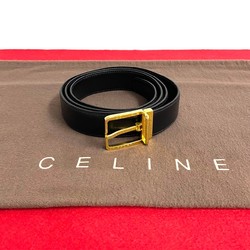 CELINE 00599 Calf Leather Belt for Men, Black, Gold