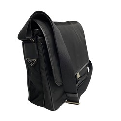 PRADA Prada Triangle metal fittings Nylon Leather Shoulder bag Pochette Sacoche Black 00434