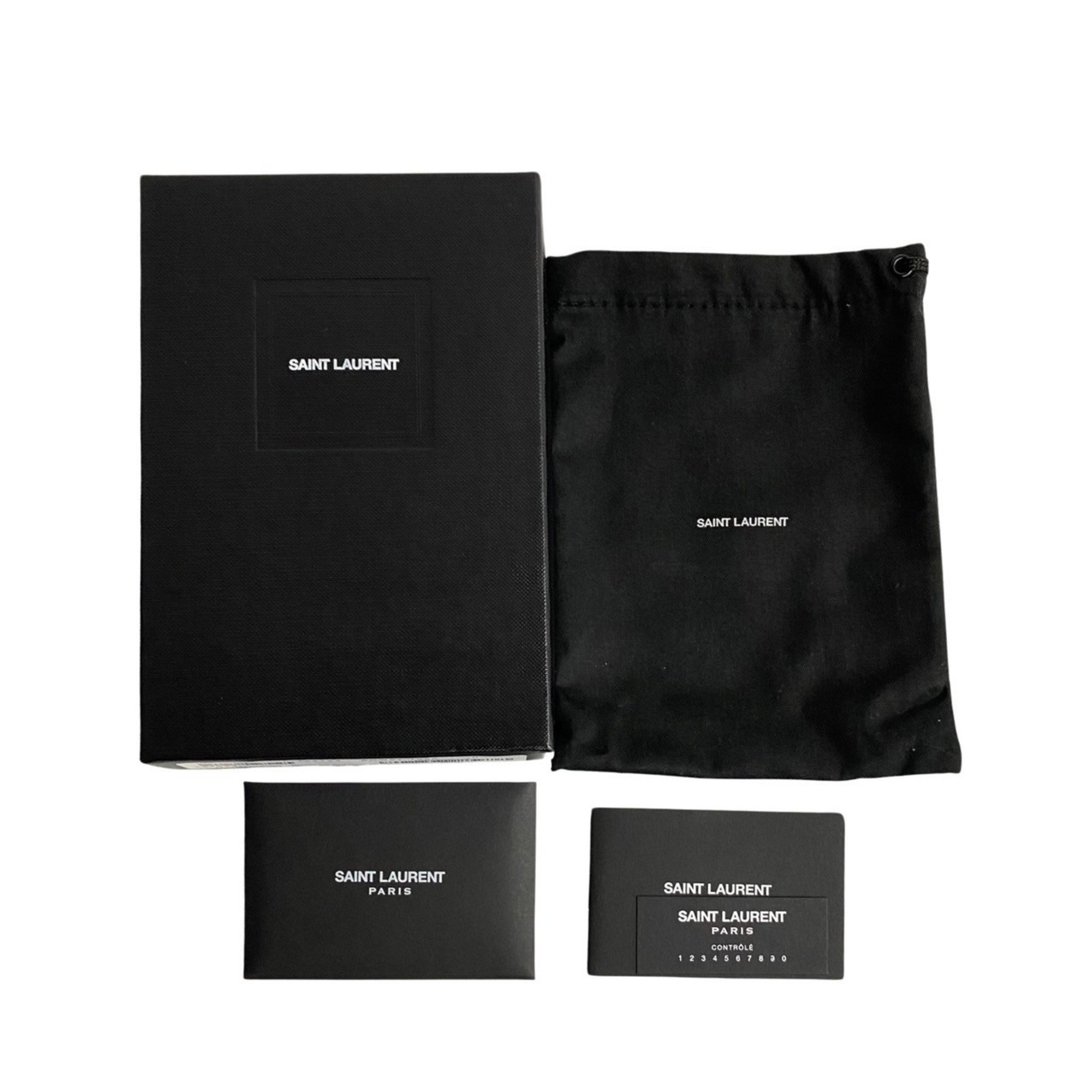 YVES SAINT LAURENT YSL Cassandra metal fittings leather bi-fold wallet black 06764