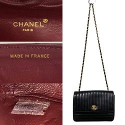 CHANEL Mademoiselle Coco Mark Lambskin Leather Chain Shoulder Bag Black 90074