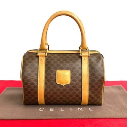 CELINE Macadam Blason Triomphe Leather Handbag Boston Bag Brown 35100