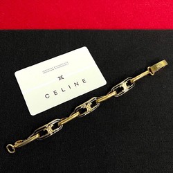 CELINE Triomphe motif bracelet bangle gold black 79681