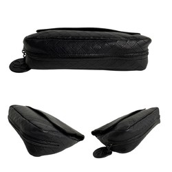 BOTTEGA VENETA Intrecciato Leather Chain Shoulder Bag Crossbody Black 10145