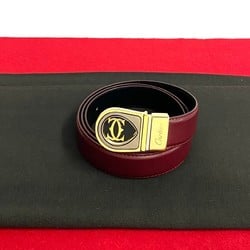 CARTIER metal buckle leather belt accessory men's bordeaux red 19716