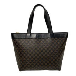 CELINE Macadam Blason Triomphe Pattern Circle Metal Fittings Leather Handbag Tote Bag Black p0016