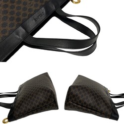 CELINE Macadam Blason Triomphe Pattern Circle Metal Fittings Leather Handbag Tote Bag Black p0016
