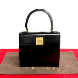 CELINE Ring hardware Calf leather Handbag Tote bag Black k4296