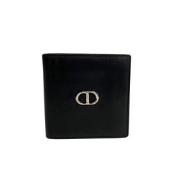 Christian Dior CD metal fittings leather bi-fold wallet black 82632