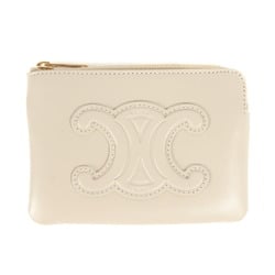 CELINE Triomphe Leather Coin Case COIN AND CARD POUCH CUIR TRIOMPHE IN SMOOTH CALFSKIN TAN Pouch Card Beige