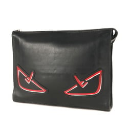 FENDI Bugs Eye Leather Clutch Bag 7V33 A72K F0P0N Second Hand Pouch Black Luxury