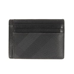 BURBERRY Check leather card case with money clip / business holder pass black
