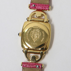 GUCCI Gucci Watch Gold Pink Quartz 6300L VINTAGE Leather Belt Embossed Analog