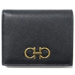 Salvatore Ferragamo Bi-fold Wallet 24 Black Double Gancini Embossed Leather
