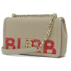 BURBERRY Bag Shoulder Crossbody Flap Chain Canvas Leather Beige Red Gold