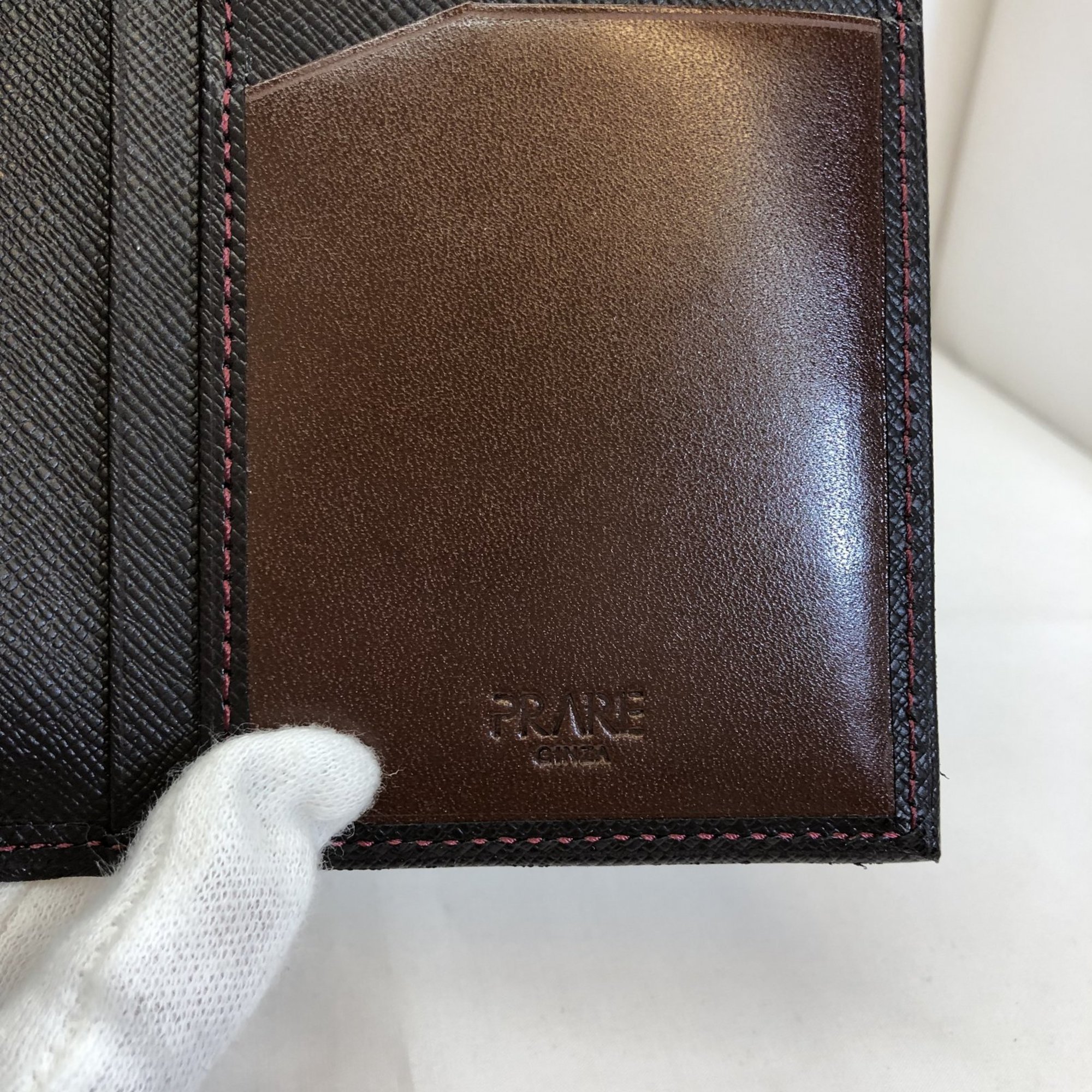 PRAIRIE GINZA Bi-fold long wallet Dark brown Stitch NP75617 Embossed leather Long Men's Mikunigaoka store ITW4T4JDVM2Y RH11775M