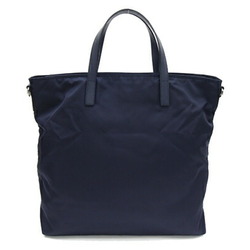 Prada Tote Bag Navy Nylon Leather Handbag Women's PRADA