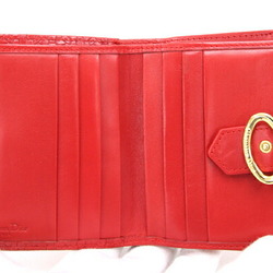 Christian Dior Dior Bi-fold Wallet Red Leather Compact Women's Pattern Old Christian