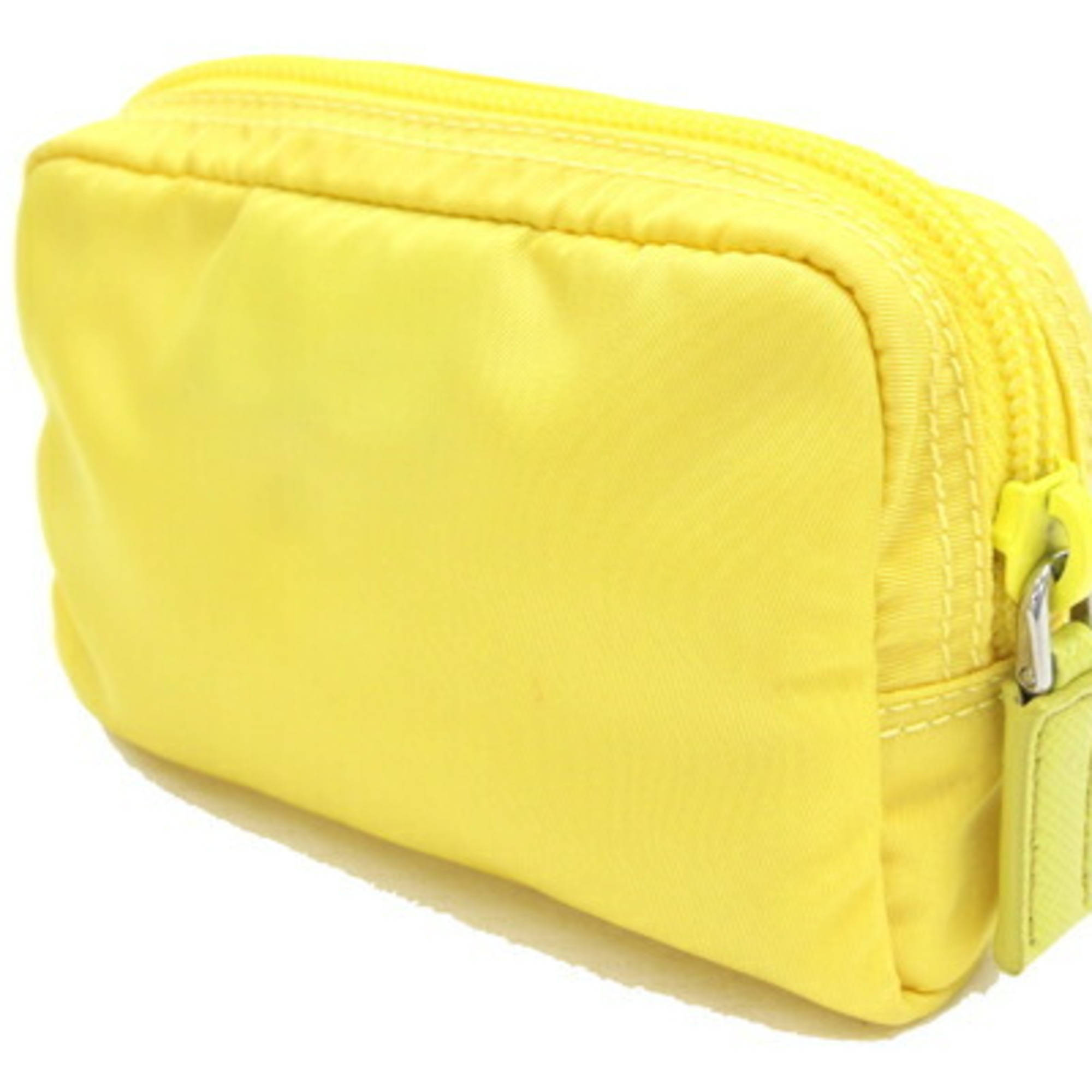 Prada Pouch 1NA339 Yellow Nylon Leather for Women PRADA