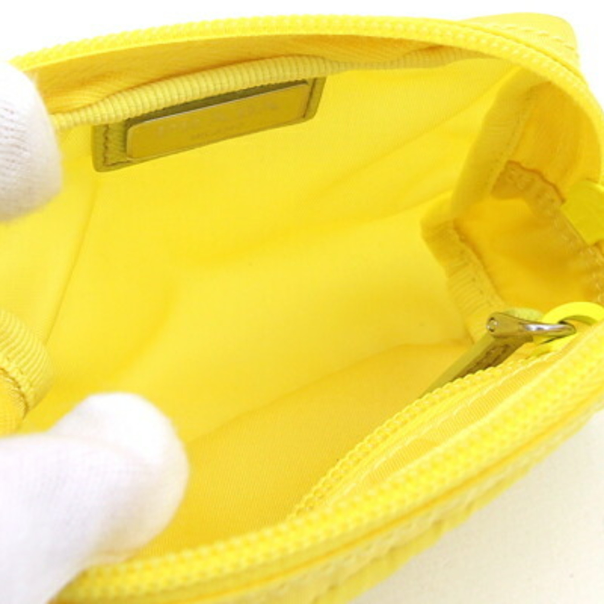 Prada Pouch 1NA339 Yellow Nylon Leather for Women PRADA