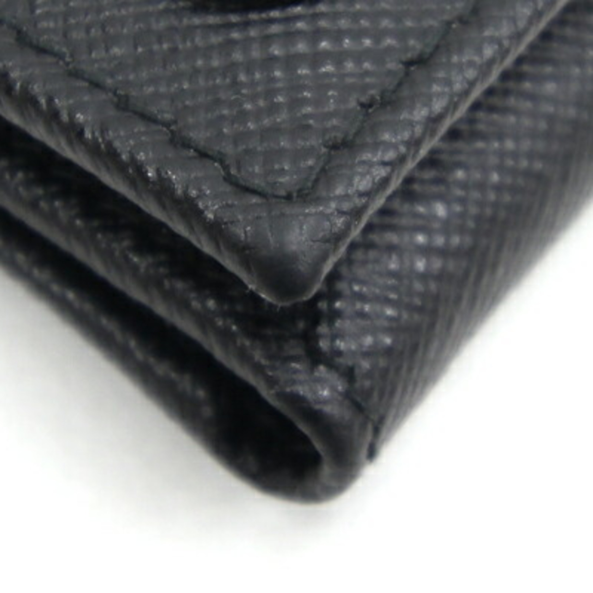 Prada Tri-Fold Wallet 2MH041 Black Leather Saffiano Compact Men's Women's PRADA