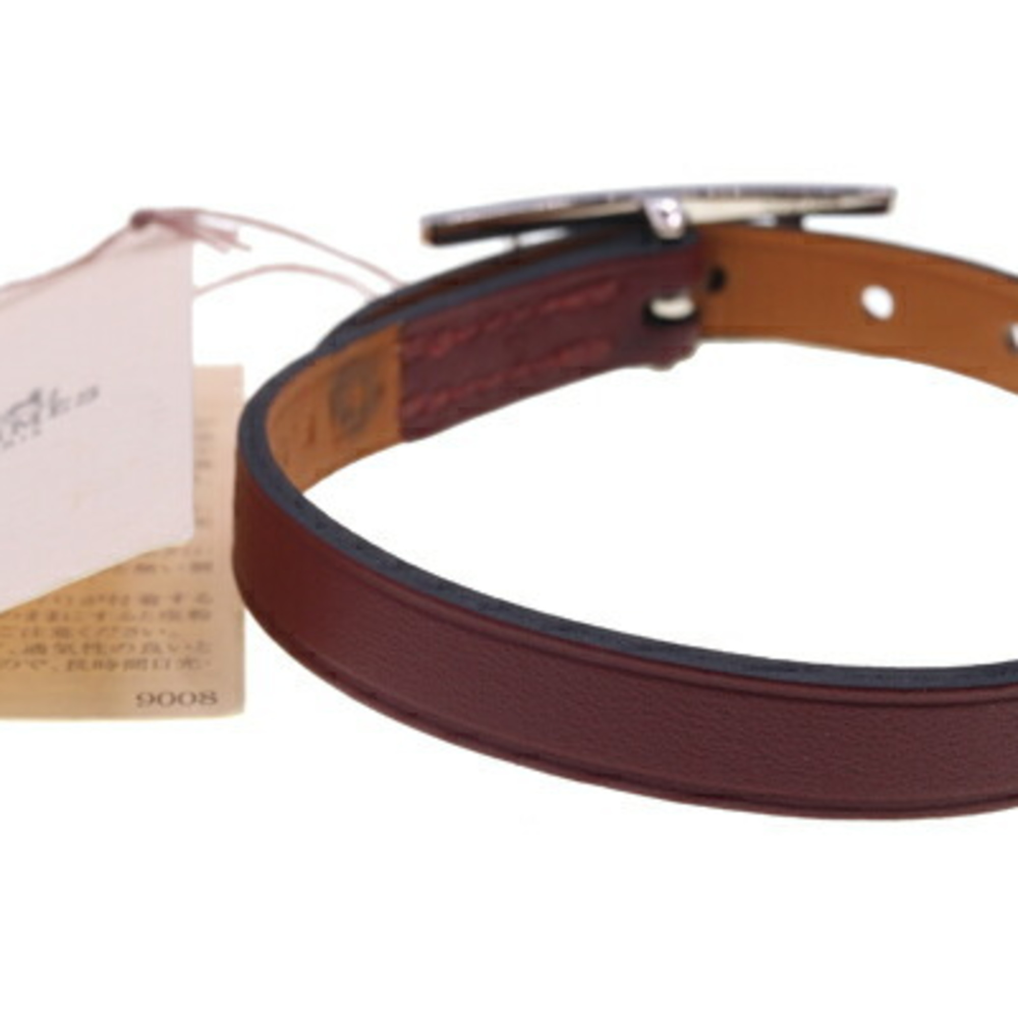 Hermes Bracelet API III Bordeaux Leather □K Stamped 2007 Made S Size Bangle Women's 3 HERMES