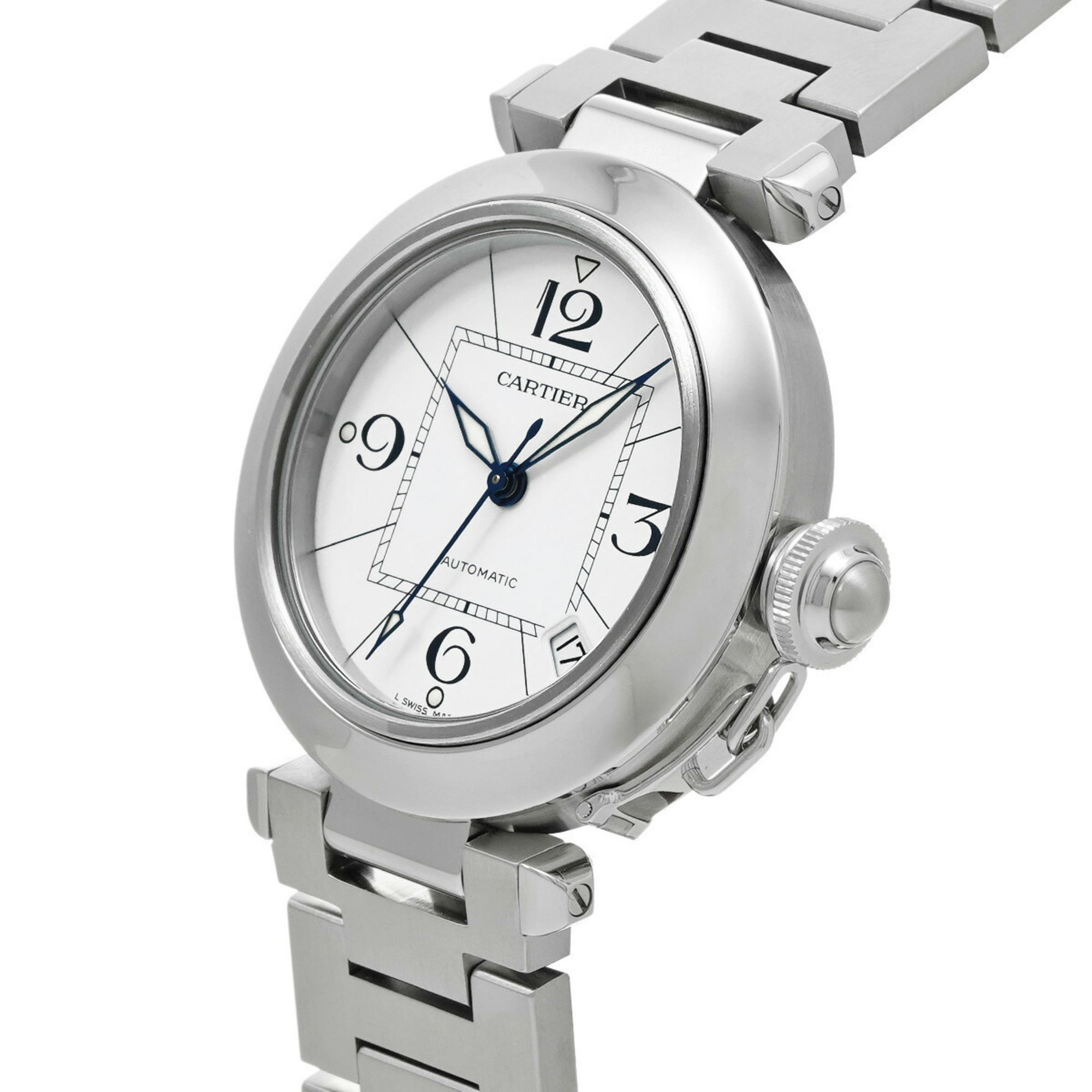 CARTIER Pasha C W31074M7 Men's Stainless Steel Watch Automatic White Dial