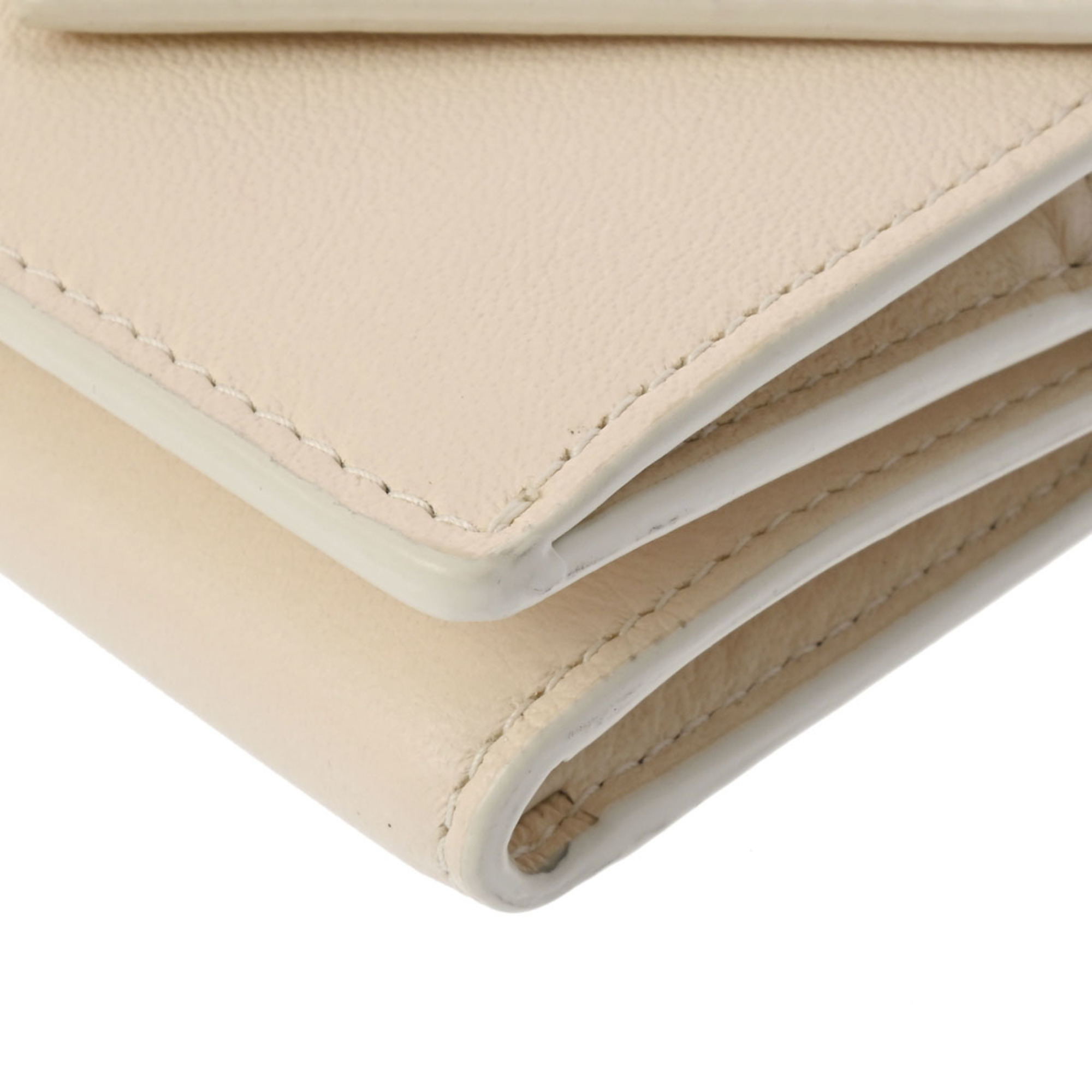 BALENCIAGA Paper Wallet Cream 391446 Unisex Calf Leather Tri-fold