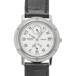 HERMES Clipper Power Reserve Double Tour CL5.710 Men's SS/Leather Watch Automatic White Dial