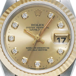 ROLEX Rolex Datejust 10P Diamond 69173G Ladies YG/SS Watch Automatic Champagne Dial