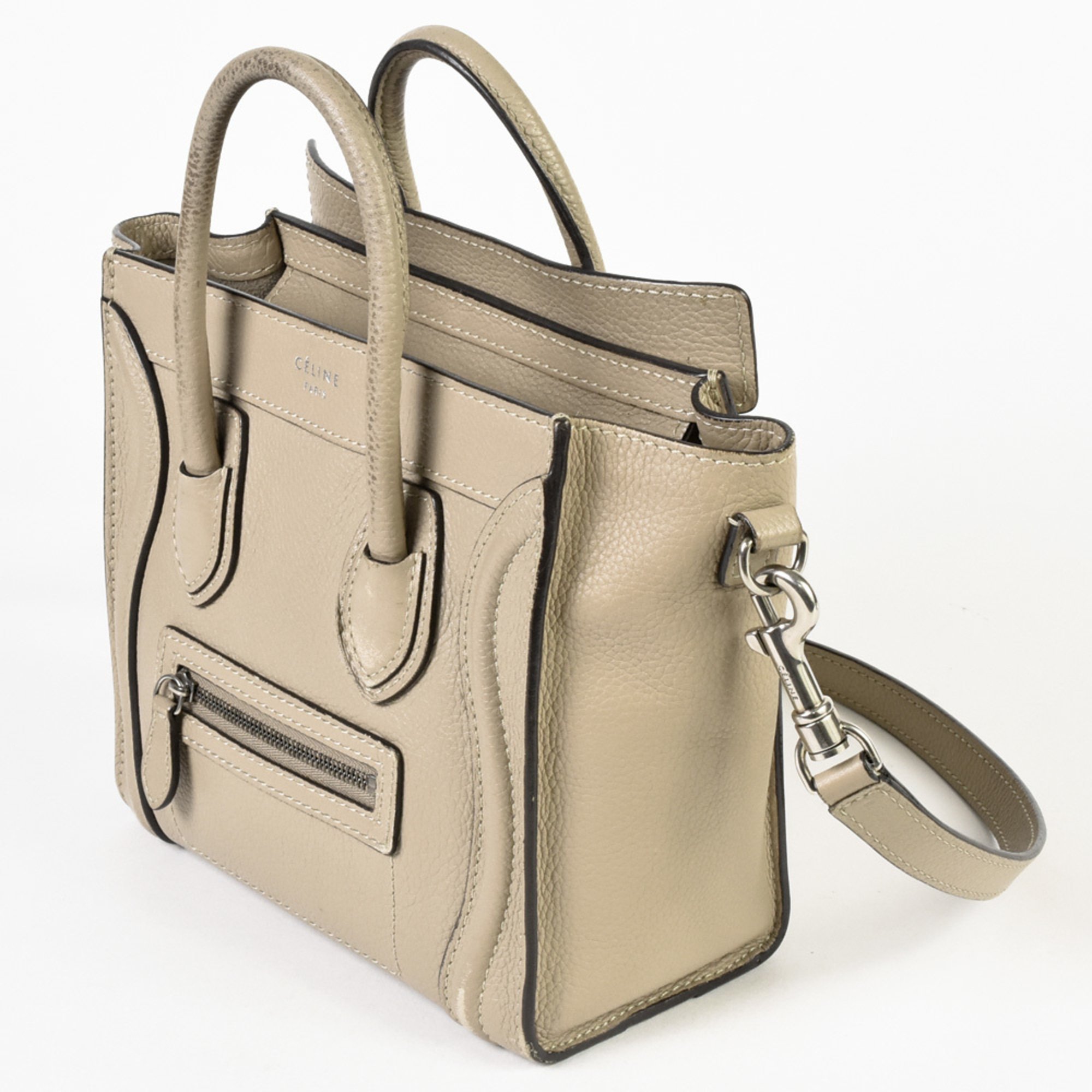 CELINE Luggage Nano Shopper Shoulder Bag Calfskin 168243 Beige Handbag ITONB4EMMCX4
