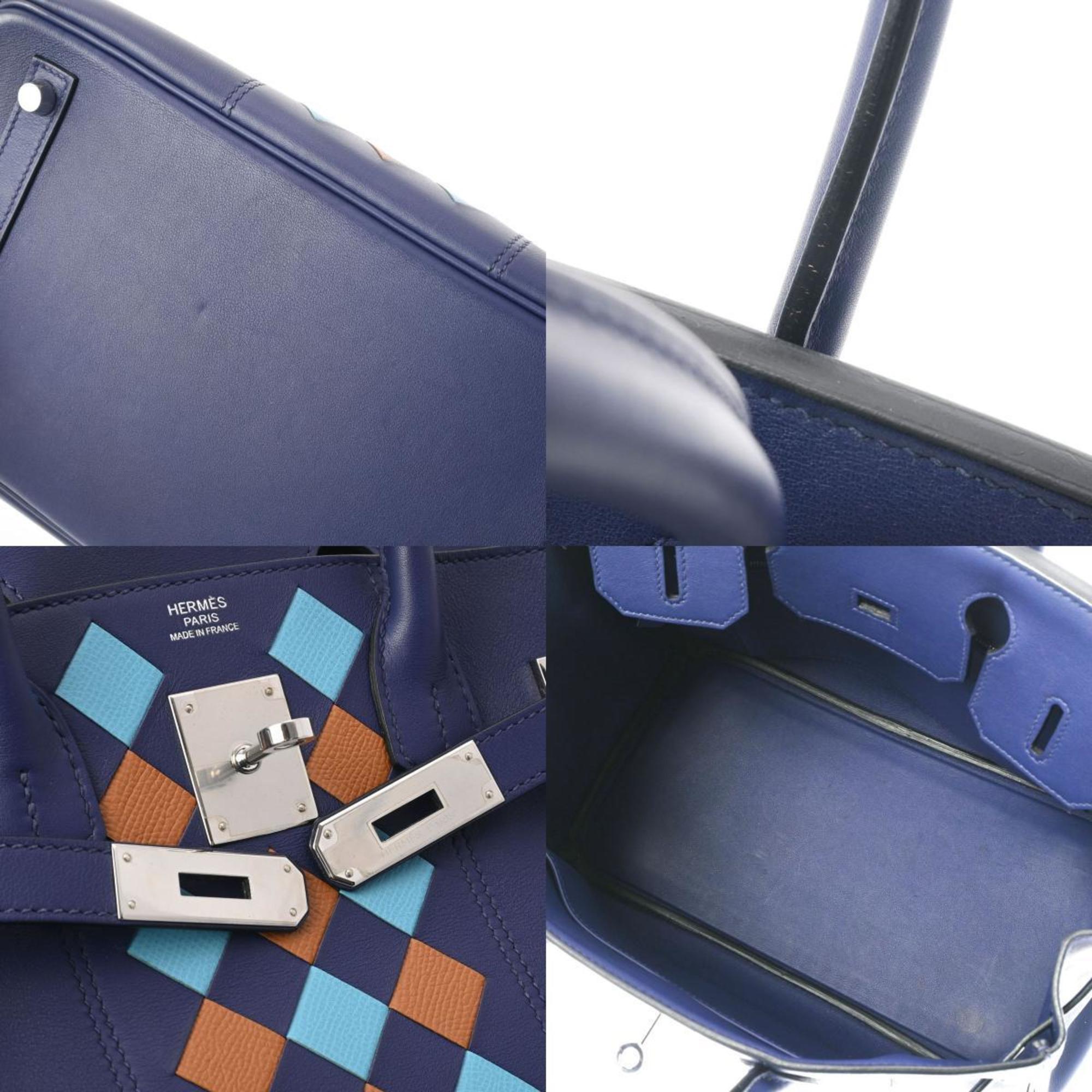 HERMES Birkin 30 Trace De Cuir Blue Ankle Palladium Hardware - D Stamp (around 2019) Women's Swift/Epson Handbag