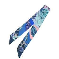 HERMES Twilly Old Tag Blue/Pink - Women's 100% Silk Scarf Muffler