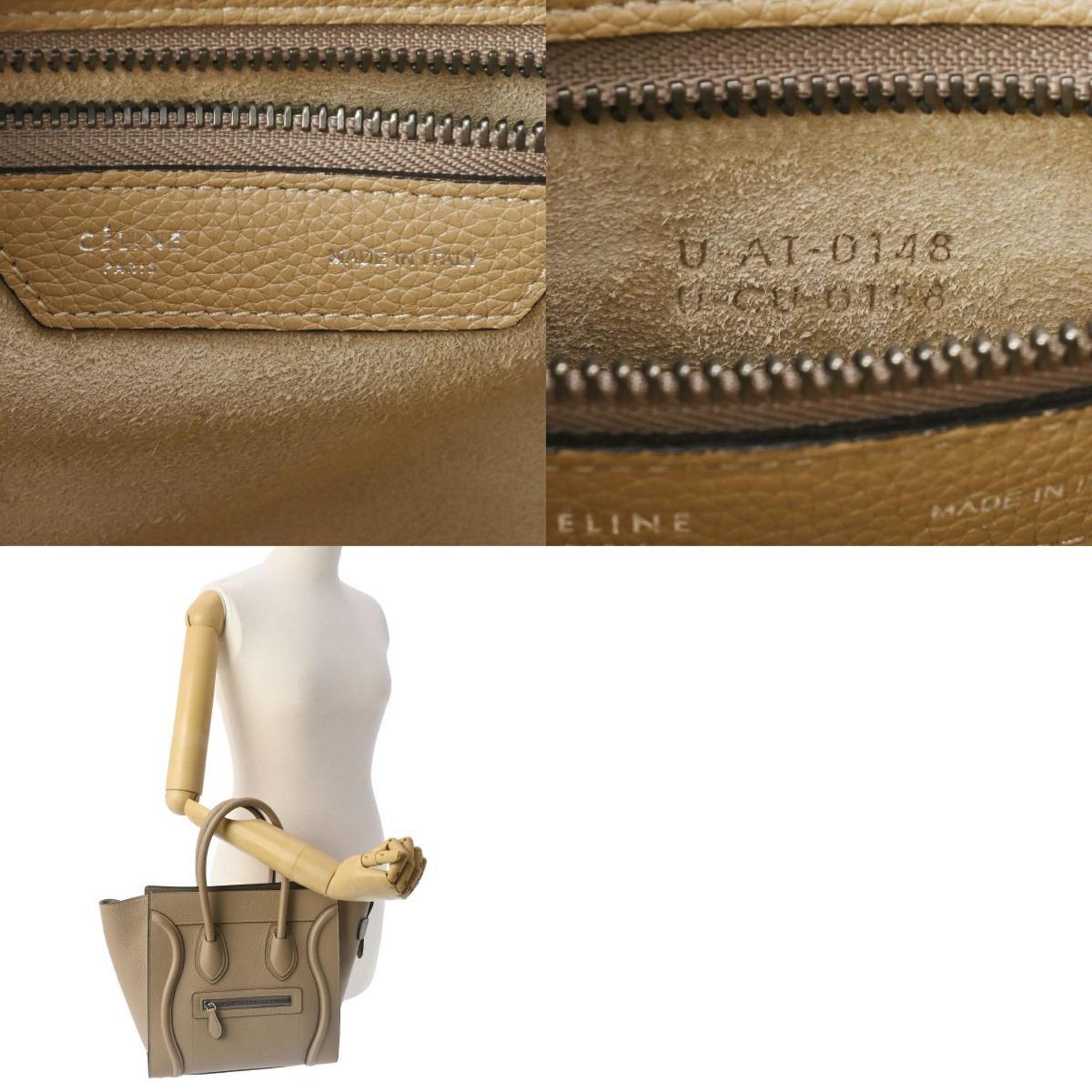 CELINE Luggage Micro Shopper Dune 189793 Women's Drummed Calfskin Handbag